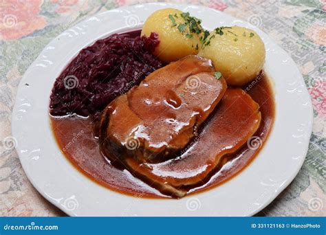 German Cuisine Schweinsbraten Roast Pork In Rothenburg Ob Der Tauber