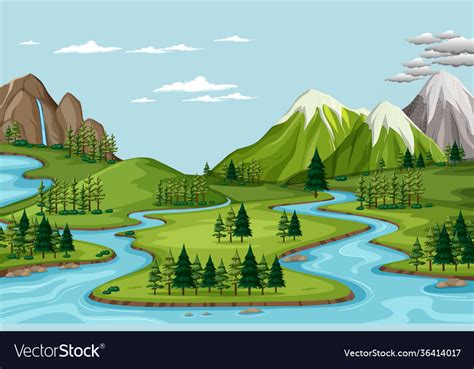 Birds Eye View With Nature Park Landscape Scene Vector Image