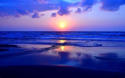 Blue Beach Sunset Wallpaper