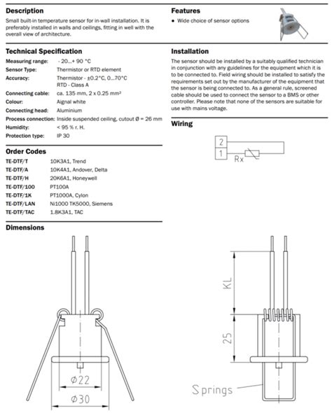 Ceiling Mounted Temperature Sensor - BMS Parts