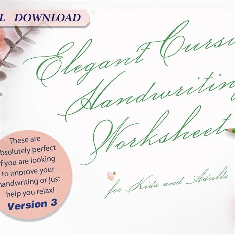 Cursive Practice Sheets - Etsy