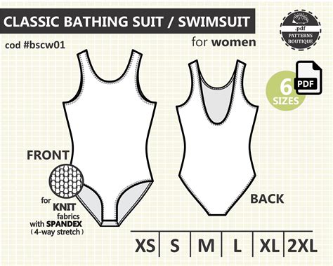 One Piece Swimsuit For Women Pdf Sewing Pattern 6 Sizes Etsy In