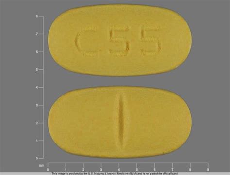 C55 Pill Yellow Oval 8mm Pill Identifier