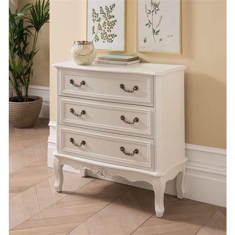 Etienne White 3 Drawer Antique French Style Chest Of Drawers French