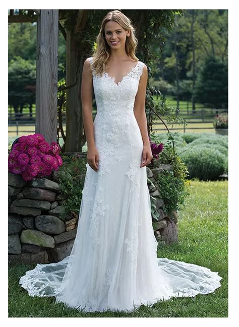 Elegant Lace Wedding Dress Vestidos De Novia 2019 Simple Mermaid Bridal Dress V Neck Sexy