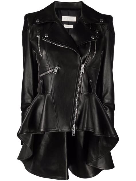 Alexander McQueen Leather Peplum Biker Jacket Farfetch