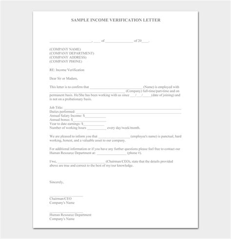 Income Verification Letter For Independent Contractor Template