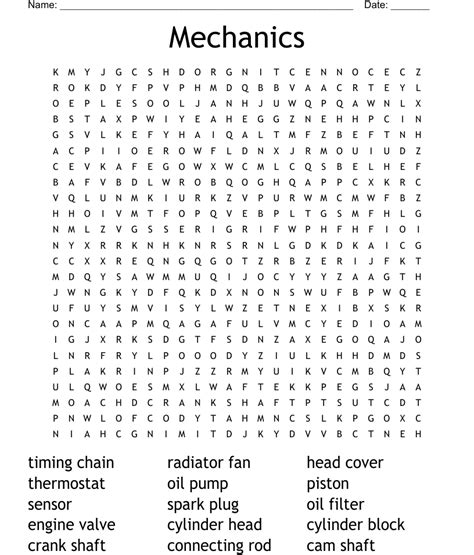 Mechanics Word Search Wordmint