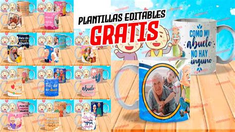 Plantillas Para Sublimar Tazas Del Dia De Los Abuelos Con Editables