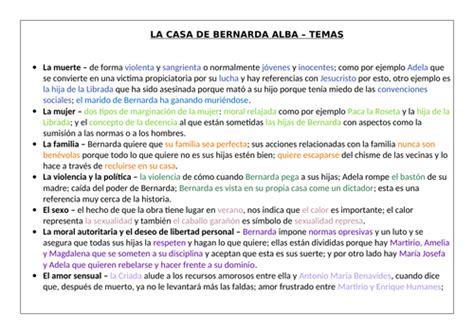 LA CASA DE BERNARDA ALBA THEMES | Teaching Resources