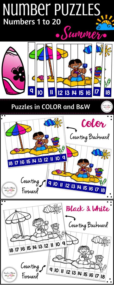 Numbers 1 To 20 Math Center Activity Number Sequence Puzzles Math