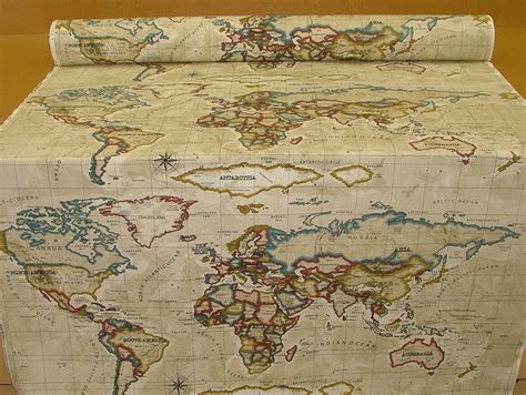 Old World Map Upholstery Fabric