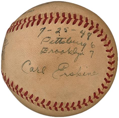 1948 Carl Erskine Last Out Baseball from His First Career Win (PSA)