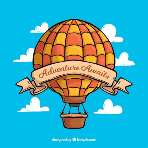 Hand Getrokken Ballon Met Vintage Stijl Gratis Vector