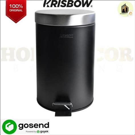 Jual Krisbow 12 Ltr Tempat Sampah Softclose Bulat Hitam Pedal Bin