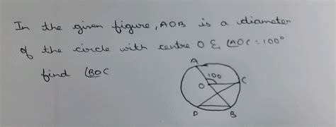 In The Given Fig Aob Is A Diameter Of The Circle With Centre With