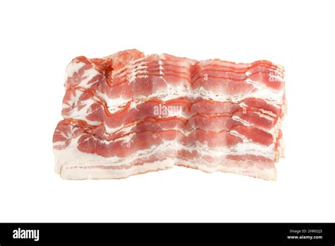 Raw Smoked Bacon Isolated On White Background Stock Photo Alamy