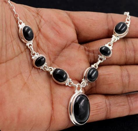 Solid Sterling Silver Jewelry Black Onyx Gemstone Daily Wear