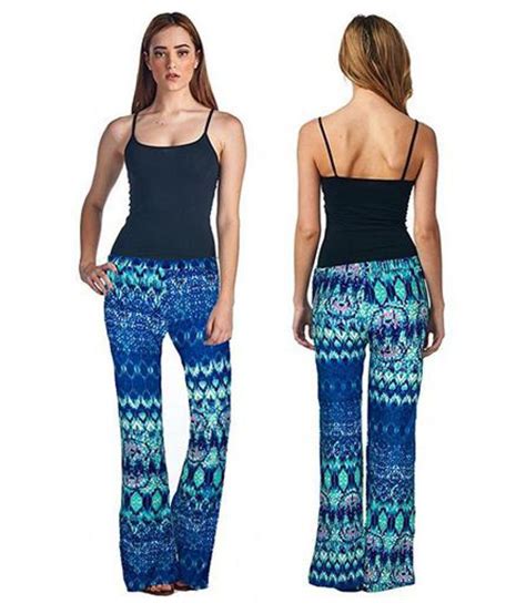 Women Multicolor Print Bell Bottoms Vintage Style Wide Leg Pants Yoga