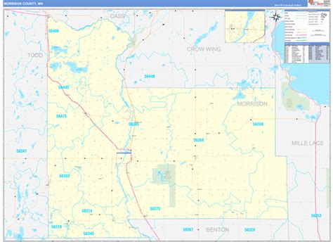 Morrison County Mn Zip Code Wall Map Basic Style By Marketmaps Mapsales