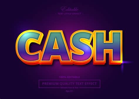 Premium Vector Cash Vector Text Style Effect