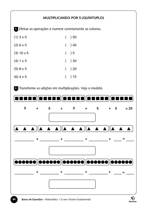 50 Operações Atividades De Matematica 4 Ano Multiplicação Dois