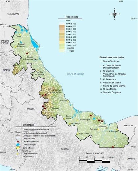 Mapa Geogr Fico Del Estado De Veracruz M Xico Inegi