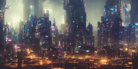 A City Skyline In A Cyberpunk World Octane Render Stable Diffusion