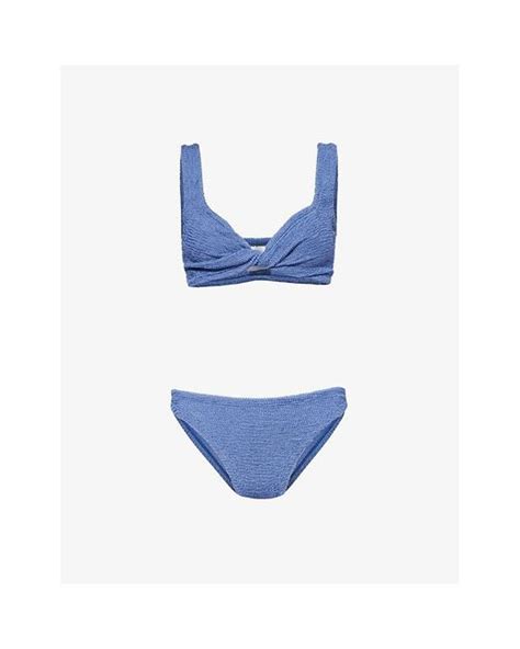 Hunza G Juno Twist Front Bikini Set In Blue Lyst