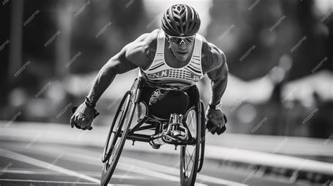 Premium Photo | Paralympic Athlete in Wheelchair Racing Competition