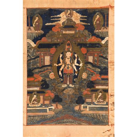 THANKA DELLA DIVINITA A UNDICI VOLTI AVALOKITESHVARA TIBET XIX XX