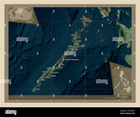 Palawan Province Of Philippines High Resolution Satellite Map Locations And Names Of Major