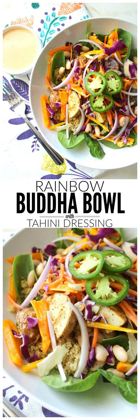 Rainbow Buddha Bowl With Tahini Dressing Recipe Savory Vegan