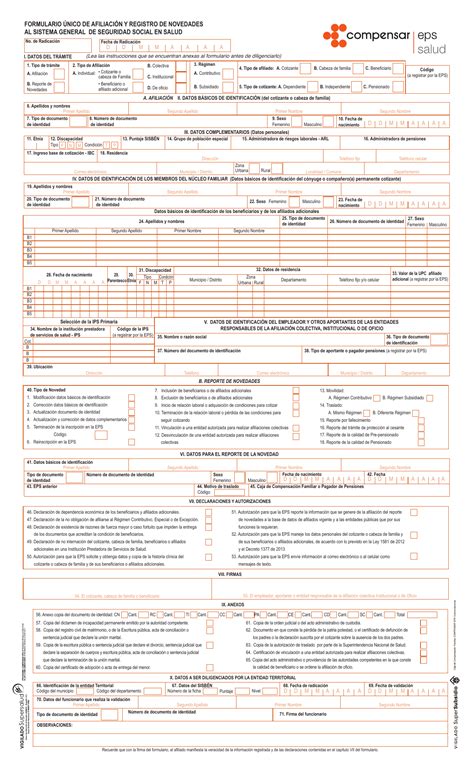 Formulario Afiliacion Compensar Eps Image To U