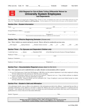 Fillable Online Reg Uga Usg Waiver Doc These Instructions Are For RFS2