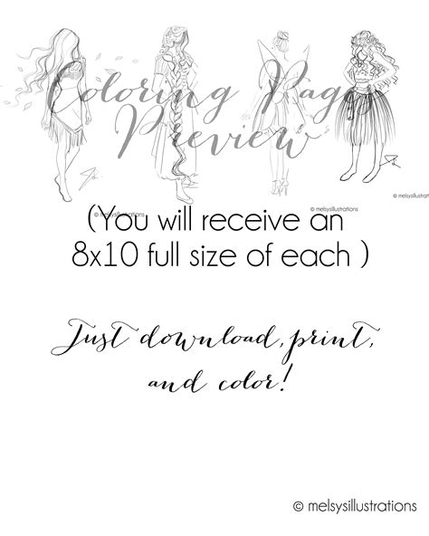 The Princess Coloring Pages Instant Downloadprintables By Etsy