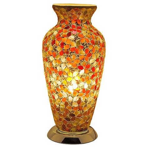 Amber Flower Mosaic Glass Vase Lamp Table Lamps Glass Vase Lamps