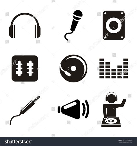 Dj Icons Over White Background Vector Stock Vector Royalty Free 129164516 Shutterstock