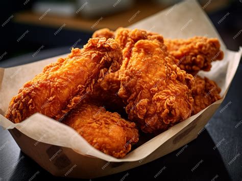 Premium Ai Image There Are Some Fried Chicken In A Basket On A Table Generative Ai