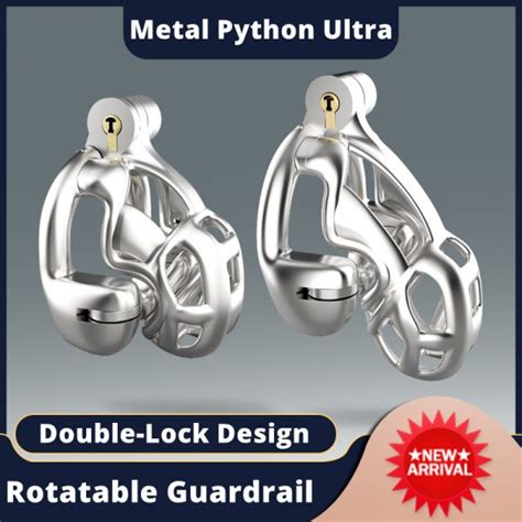 Stainless Steel Cobra Cock Cage Double Lock Guardrail Male Chastity De