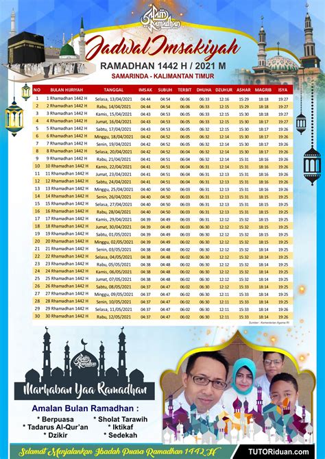 Desain Template Jadwal Imsakiyah Ramadhan 1442 H 2021 Format Coreldraw