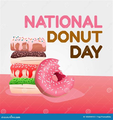 NATIONAL DONUT DAY Glazed Sweet Donut Draw Funny American Kawaii