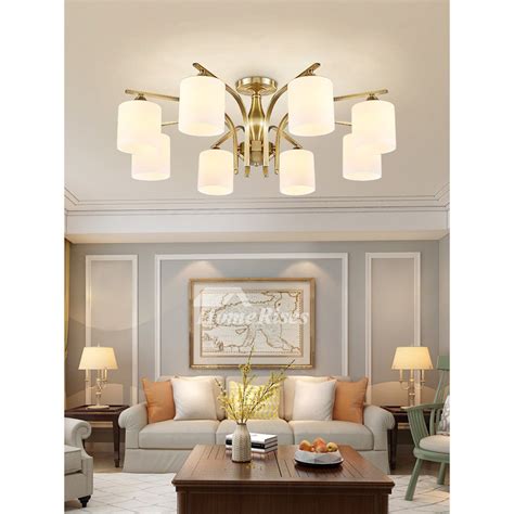 Modern Gold Ceiling Lights Semi Flush Living Room Multi Light H65 Brass