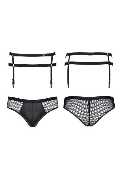 Slip und Strumpfhaltergürtel in Wetlook Optik und Netz Slips Strings für IHN Club Hot