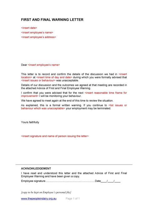 49 Professional Warning Letters Free Templates ᐅ Templatelab