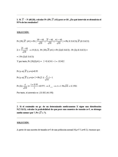 Ejercicios Resueltos De Varios Temas Pdf Intervalo De Confianza Muestreo Estadísticas