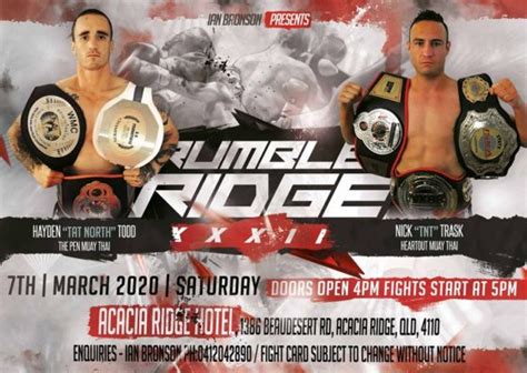 Rumble At The Ridge 32 Brisbane Muay Thai March 7 Fight Au