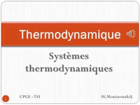 Cours Systèmes thermodynamiques YouTube