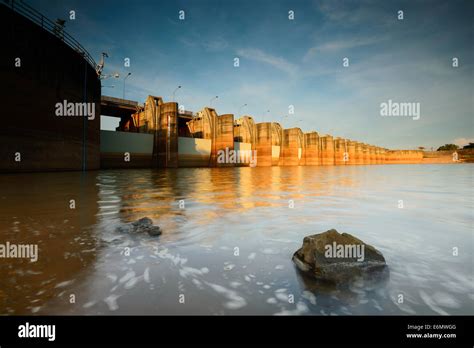 Water Flowing From The Dam Water Gates For Irrigation Stock Photo Alamy