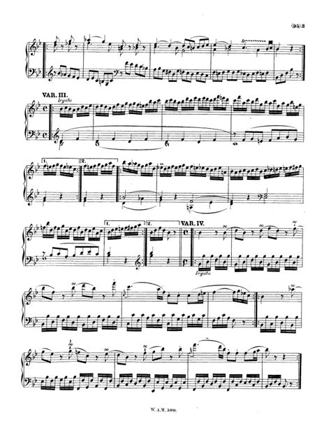 12 Variations On An Allegretto K 500 Free Sheet Music By Mozart